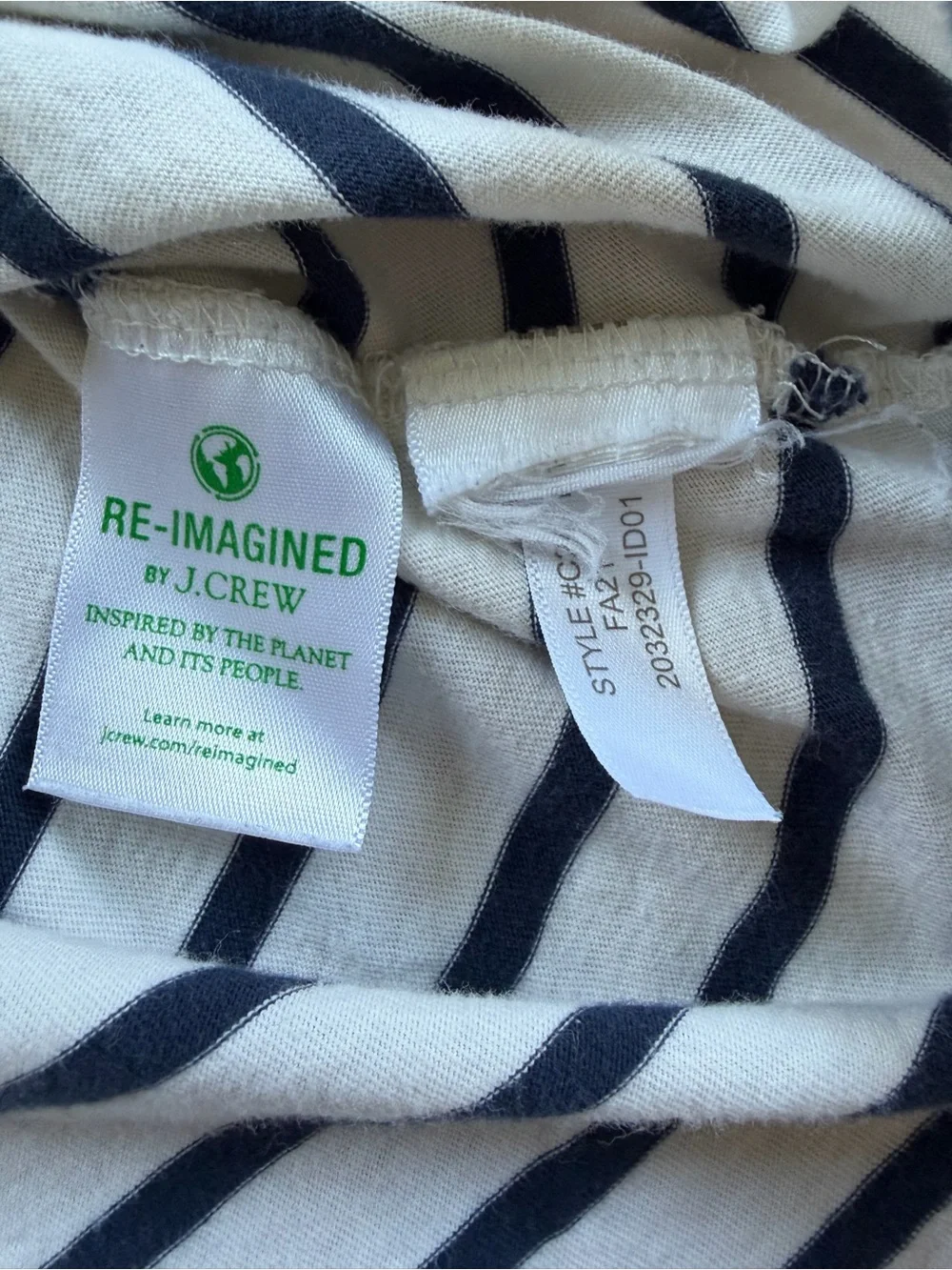 J. Crew White Tee with Navy Horizontal Stripes size medium